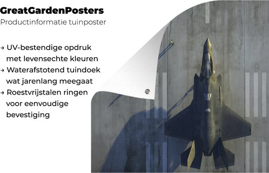 Muurdecoratie buiten De straaljager F-35 Lightning II op de grond