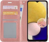 Hoes Geschikt voor Samsung A13 4G Hoesje Book Case Hoes Flip Cover Wallet Bookcase - Rosé goud