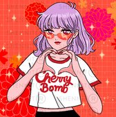 Waifu e-girl sticker - suki purple sticker - cosplay sticker - anime girl sticker - 2 stuks 13cm