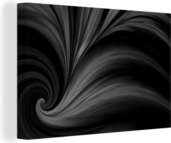 Canvas schilderij 140x90 cm - Wanddecoratie Abstracte achtergrond met een veren design - zwart wit - Muurdecoratie woonkamer - Slaapkamer decoratie - Kamer accessoires - Schilderijen