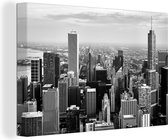 Tableau sur toile Ville de Chicago - noir et blanc - 120x80 cm - Décoration murale
