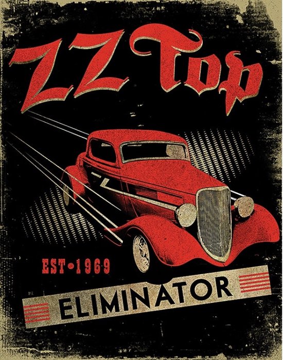 ZZ Top Eliminator.  Metalen wandbord 31,5 x 40,5 cm.