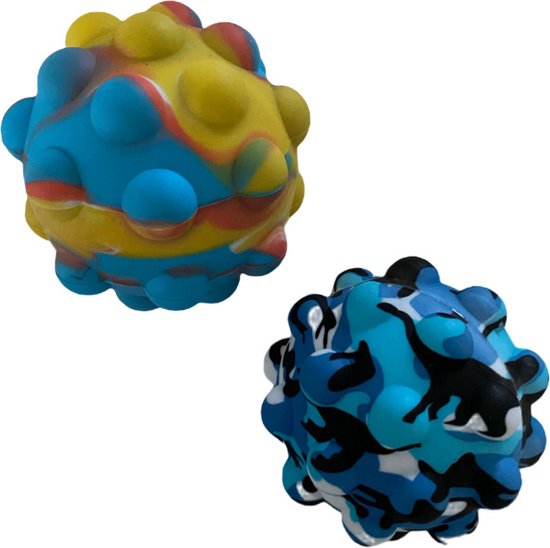Pop It Fidget Stressball 2er-Set – Bunte Silikon-Bubbles Zum Drücken Für Kinder & Erwachsene (7,5 Cm), Anti-Stress-Spielzeug