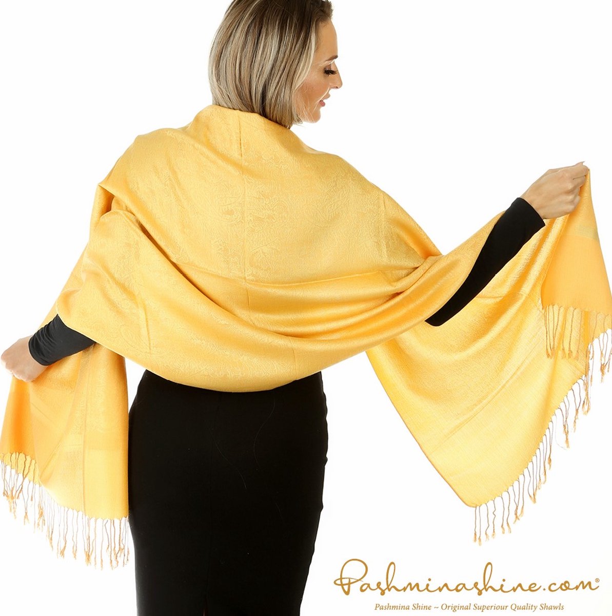 Luxe Dames Sjaal 200×70 cm – Pure Cashmere & Zijde – Ultra Zacht – Okergeel-Sjaal Heren-Pashmina