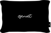 Zoedt Buitenkussen - 40x60cm - zwart - met tekst 'Geniet'