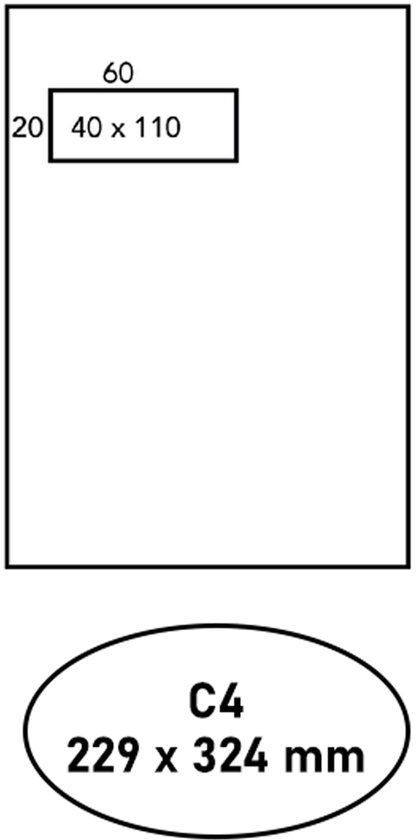 DULA - C4 Enveloppen A4 formaat wit - Venster links - 229 x 324 mm ...