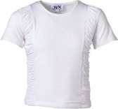 Meisjes shirt wit korte mouwen met rimpels | Maat 152/ 12Y