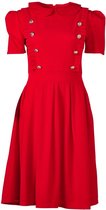 Dames A-line jurk km met sierknopen en ronde kraag - rood | Maat S