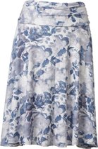 Dames tricot rok wit/pastel blauw bloemenprint a-lijn | Maat XL-3XL