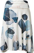 Dames tricot rok wit/blauw/beige designprint a-lijn | Maat S-XL