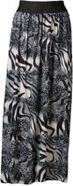 Dames plooirok dierenprint lang brede band blauw/grijs | Maat Onze size, XS-XL