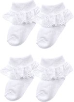 Soft Touch - 2 paar Baby Sokjes met Broderie - WIT - 0/3 mnd