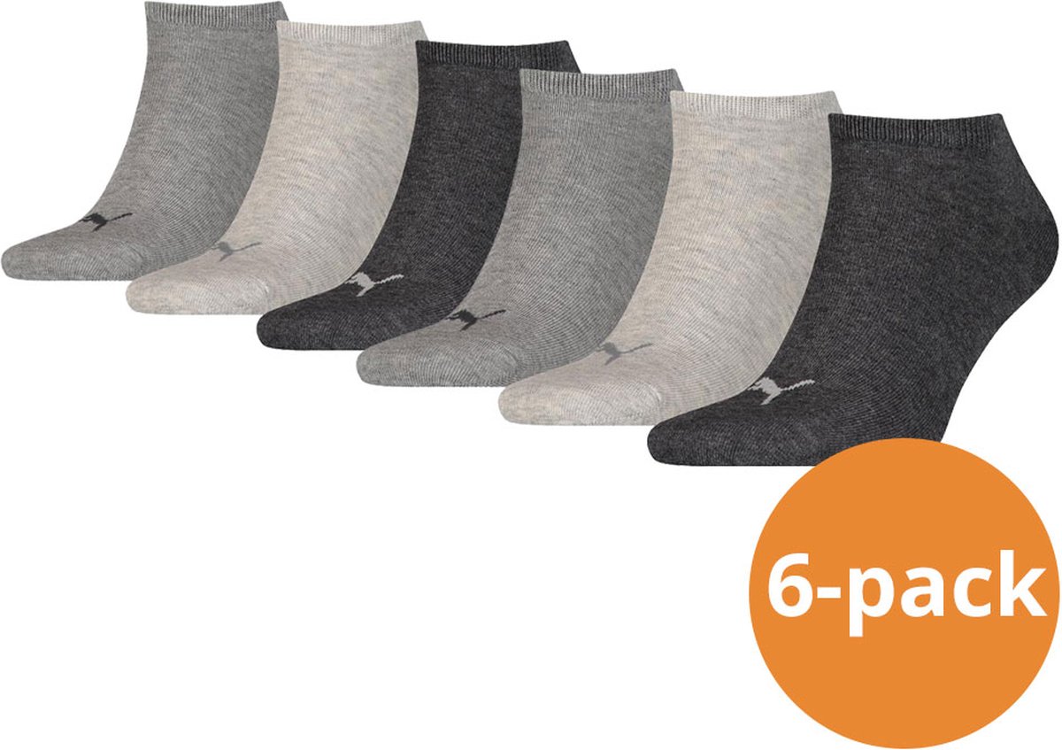 Puma Sneakersokken Plain 6-pack Melange-43/46 Antraciet