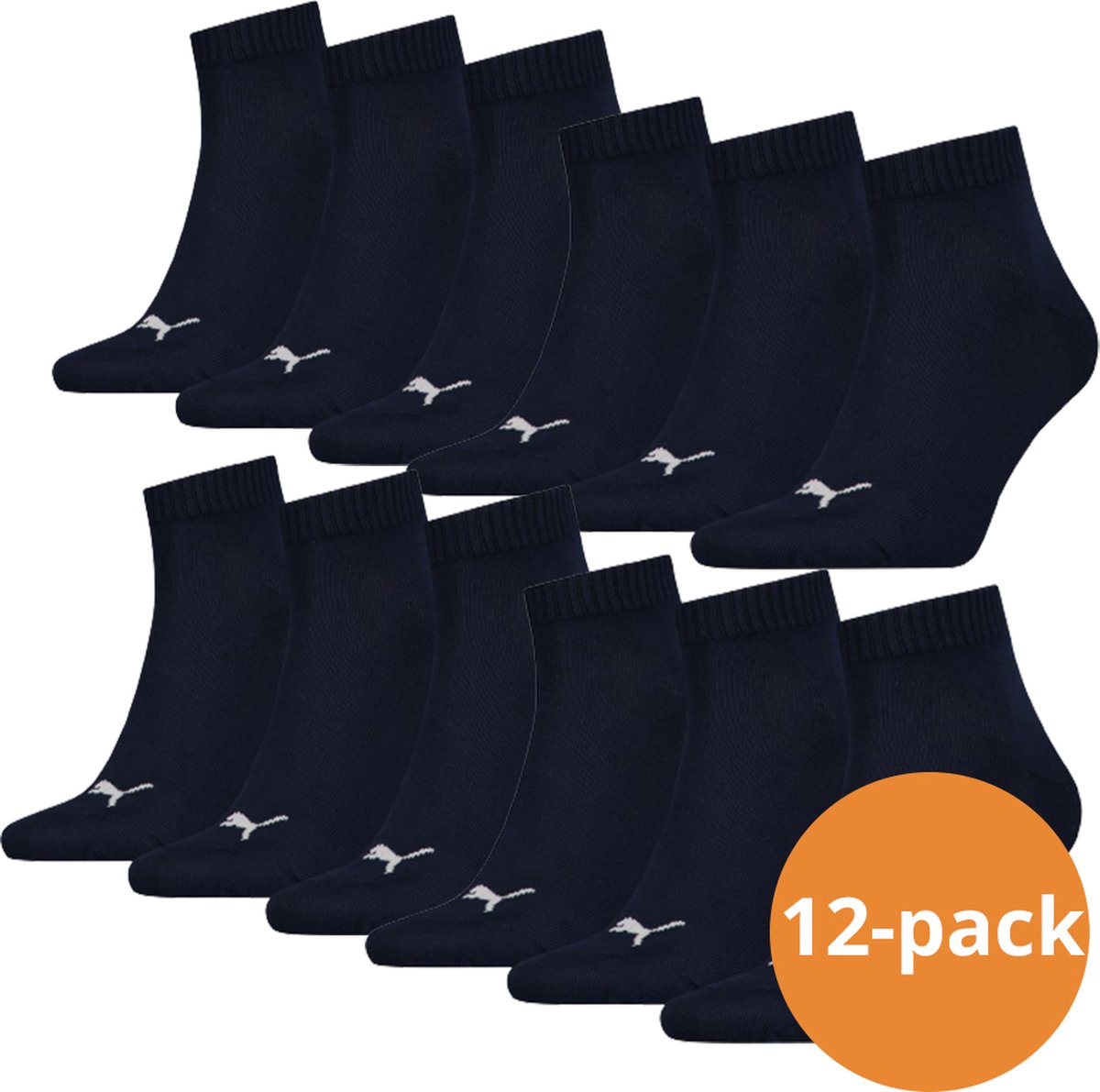 Puma Quarter Sokken Plain 12-pack -47/49 Blauw