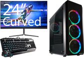 omiXimo - Game PC Ryzen 5 3600 4,2 Ghz, 16 GB DDR4 werkgeheugen, GTX 1650, 240GB SSD schijf en 1 TB HDD 24" Curved Gaming Set - LC804B
