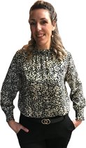Panter print top met col beige musthaves by Elja maat S/M