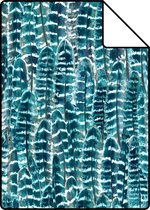 Proefstaal Origin Wallcoverings behang veren zeegroen - 347393 - 26,5 x 21 cm