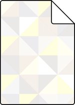 Proefstaal Origin Wallcoverings behang driehoekjes licht crème beige, licht warm grijs, pastel geel en glanzend licht beige - 337210 - 26,5 x 21 cm