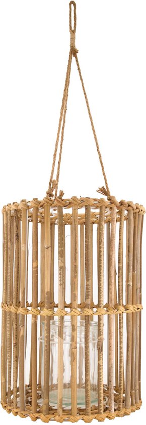 Dijk Natural Collections - Lantaarn Bamboo met glas - 28 x 38 cm