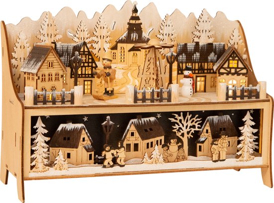 Small Foot Kerstdorp Met Verlichting 30 X 10 Cm Hout Beige/bruin