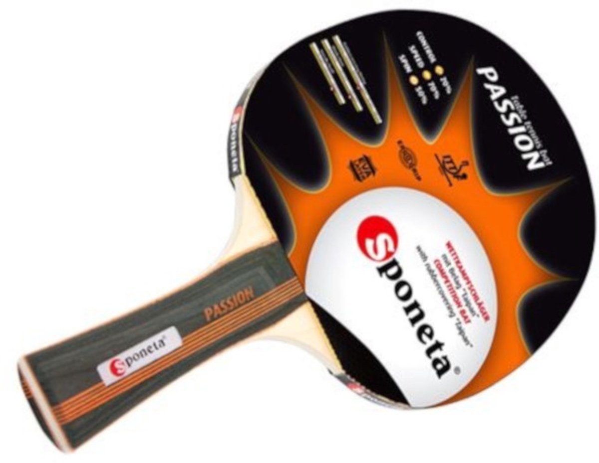 Sponeta Tafeltennisbat Passion Speelklasse W Hout Zwart