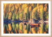 Poster Met Eiken Lijst - Braies Meer Poster