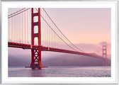 Poster Met Metaal Zilveren Lijst - Golden Gate Bridge Poster