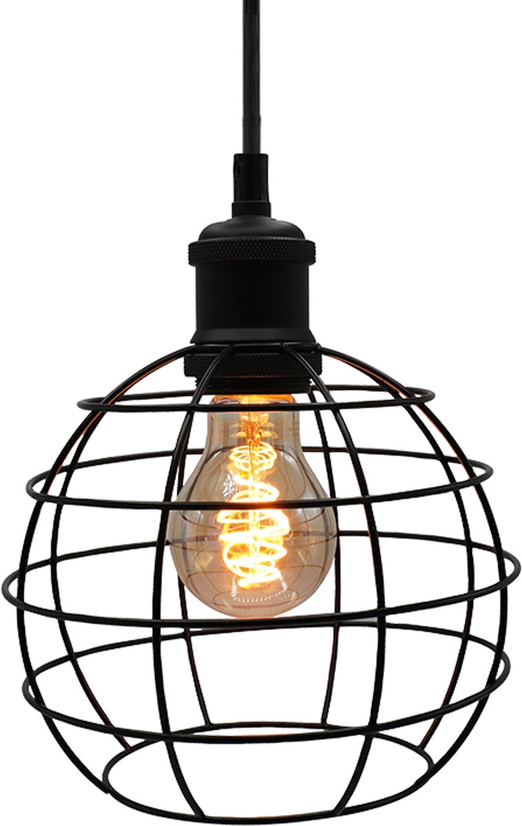 Hanglamp Hugo - zwart - industrieel | Ideaal voor in de woonkamer, eetkamer of slaapkamer