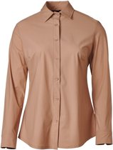 Dames blouse lange mouwen travelstof met klassieke kraag - roodbruin | Maat XL