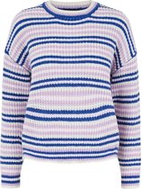 Pieces Trui Pcgina Ls O-neck Knit 17110969 Mazarine Blue/buttercream Dames Maat - XL