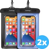 Waterdichte telefoonhoesjes - Drybag Set van 2 stuks - Onderwater Hoesje Telefoon voor Alle Telefoons - Waterdicht telefoonhoesje Earkings - Zwart & Blauw