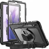 Samsung Galaxy Tab S7 FE Hoes met ingebouwde Screenprotector | Inclusief Handriem en Schouderriem | Extreme bescherming | Ideaal voor zakelijk gebruik
