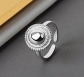N3 Collecties Dames 925 Sterling Zilveren Ronde Vorm Wit Kleur Verstelbare Vinger Ring