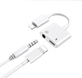 Splitter iPhone - Adaptateur Lightening - Splitter Audio Jack Microphone - Audio et Charge - Audio et Lightening 3.5 mm - Blanc