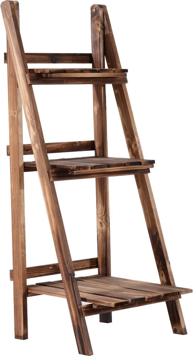 Outsunny Plantenetagere bloementrap bloemenbank plantenrek standaard 3 trappen vurenhout 845-111