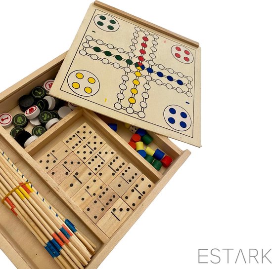 ESTARK® Jeux Ensemble de jeu - Jeu de société - Bois 5 en 1 - Jeu - Jeux -  Jeux en