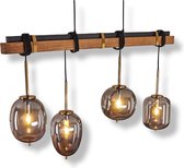 Bruine Smoke Hanglamp - 4 delige - Verbania - Gerookt glas - Plafondlamp - industriële LED lamp - Vintage look lamp - Muurlamp - Zwart - Unieke lamp - Design lamp - Glaslamp