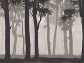 Sanders & Sanders fotobehang bosrijk landschap grijs en zwart - 600982 - 3.6 x 2.7 m