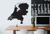 HOUTEN WANDDECORATIE / WOODEN WALL DECORATION - MUURDECORATIE / WALL ART - LANDKAART NEDERLAND / COUNTRY MAP NETHERLANDS - 47 x 48cm - ZWART / BLACK - WANDFIGUUR - ECHT HOUT - REAL
