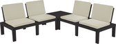 Gerimport - Hoekbank - Tuinstel - Tuinset - 13 Delig - Inclusief kussens - 4 Persoons - Luxe bankset - Antraciet