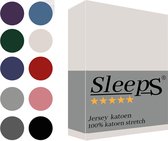 Sleeps Jersey Hoeslaken - Crème Lits-Jumeaux 200x200/220 cm - 100% Katoen - Hoge Hoek - Heerlijk Zacht Gebreid - - Strijkvrij - Rondom elastiek - Stretch -