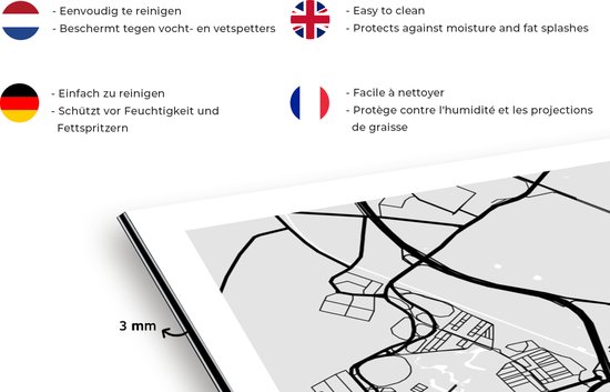Spatscherm keuken 120x80 cm - Kookplaat achterwand Kaart - Eindhoven - Nederland - Muurbeschermer - Spatwand fornuis - Hoogwaardig aluminium