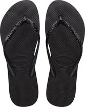 Havaianas Slim Glitter Ii Dames Slippers - Zwart/Donkergrijs - Maat 33/34