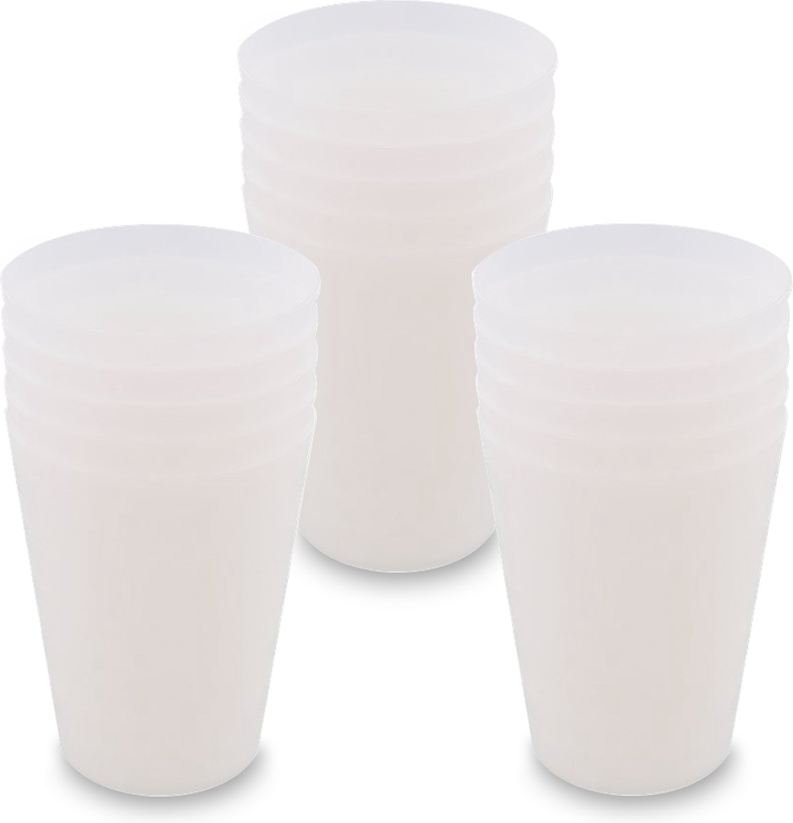In Round Herbruikbare Plastic Drink bekers – 15 Stuks – Wit