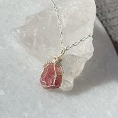 Mini Edelsteen Ketting - Pink Tourmaline Necklace - Handgemaakt - Sterling Silver 925 - Zilver - Roze Toermalijn