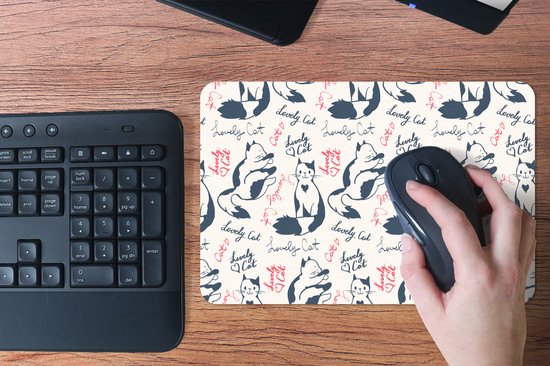 Muismat 27x18 cm - Mousepad Patronen - Kat - Quote - Roze - Meisjes - Kinderen - Kids - Muismatten
