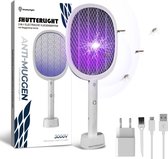 Shutterlight® 2-in-1 Elektrische Vliegenmepper Premium - 3000V - 1200mAh - Oplaadstation - Muggenlamp - Anti Muggen - Oplaadbaar