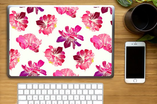 Autocollant pour ordinateur portable - 15,6 pouces - Fleurs - Rose - Motif - 36x27,5 cm - Autocollants pour ordinateur portable - Skin pour ordinateur portable - Couverture