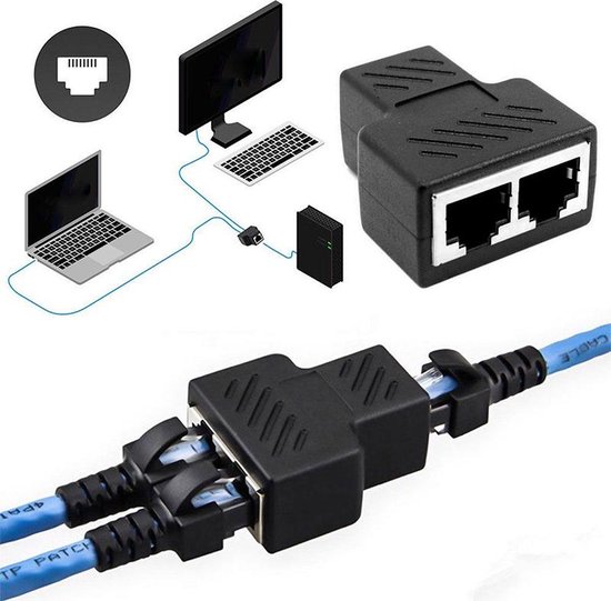 Internet / Netwerk / Ethernet Kabel Splitter zwart | Verlengstuk | delen |  Supersnelle... | bol.com