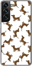 Geschikt voor Samsung Galaxy S22 hoesje - Patronen - Hond - Teckel - Jongens - Meisjes - Kinderen - Kind - Siliconen Telefoonhoesje